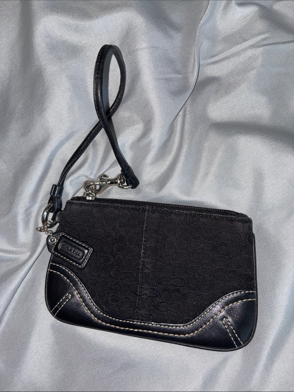 Coach Black Wristlet Clutch with Leather Trim